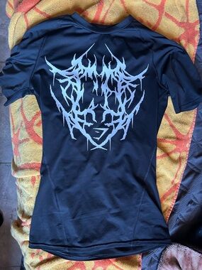 Gymshark Black Short-Sleeve Athletic Shirt with White Graphic Back